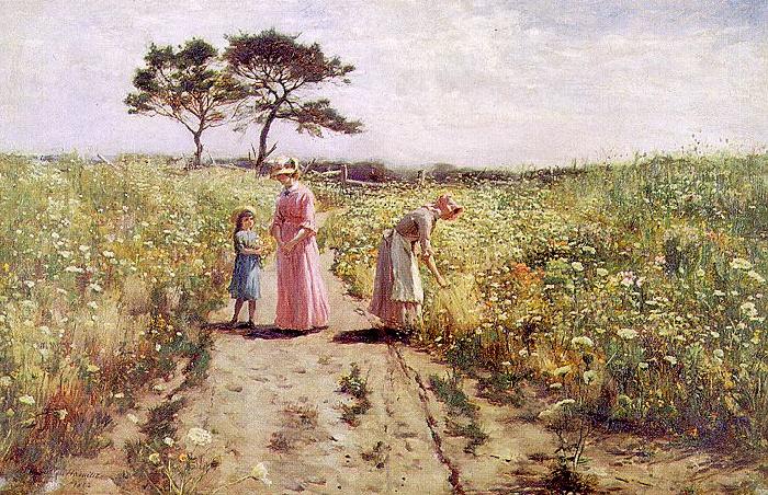 Hamilton Hamiltyon Picking Flowers oil painting image